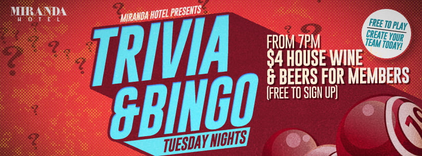 Tuesday Trivia & Bingo - Miranda Hotel